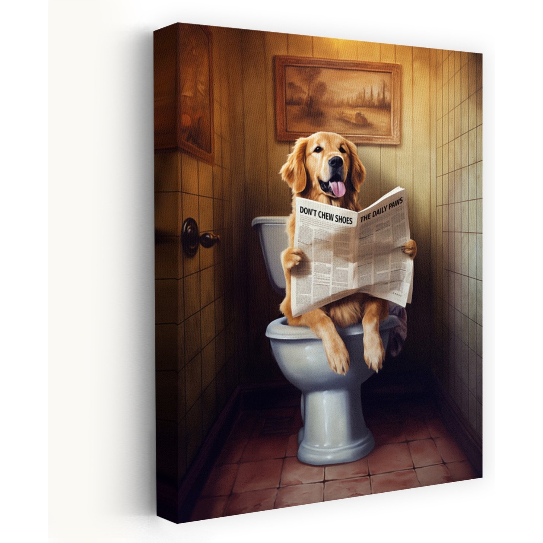 Trend Board Life Dog in the Toilet Canvas Wall Art Pet Gift Decor, Multicolor, 36 x 24-in