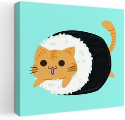 Trend Board Life Sushi Cat Exclusive Canvas Wall Art Pet Gift Decor, Multicolor, 32 x 32-in