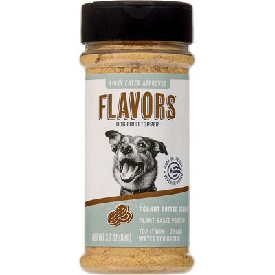 FLAVORS Dog Food Topper FLAVORS Dog Food Topper Peanut Butter Recipe Grain-Free Dry Dog Food Topper Shaker, 3.1-oz bottle