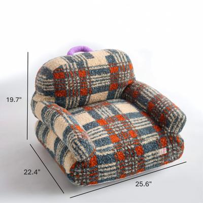 Show full view: Fairela Retro Cozy Plush Couch with Raised Arms & Back Support Machine Washable Furniture Style Sofa Cat Bed, Blue/Red, Large slide 9 of 9