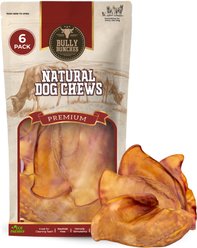 Bully Bunches Pig Ears Natural Dog Chew Treats, 6 count
