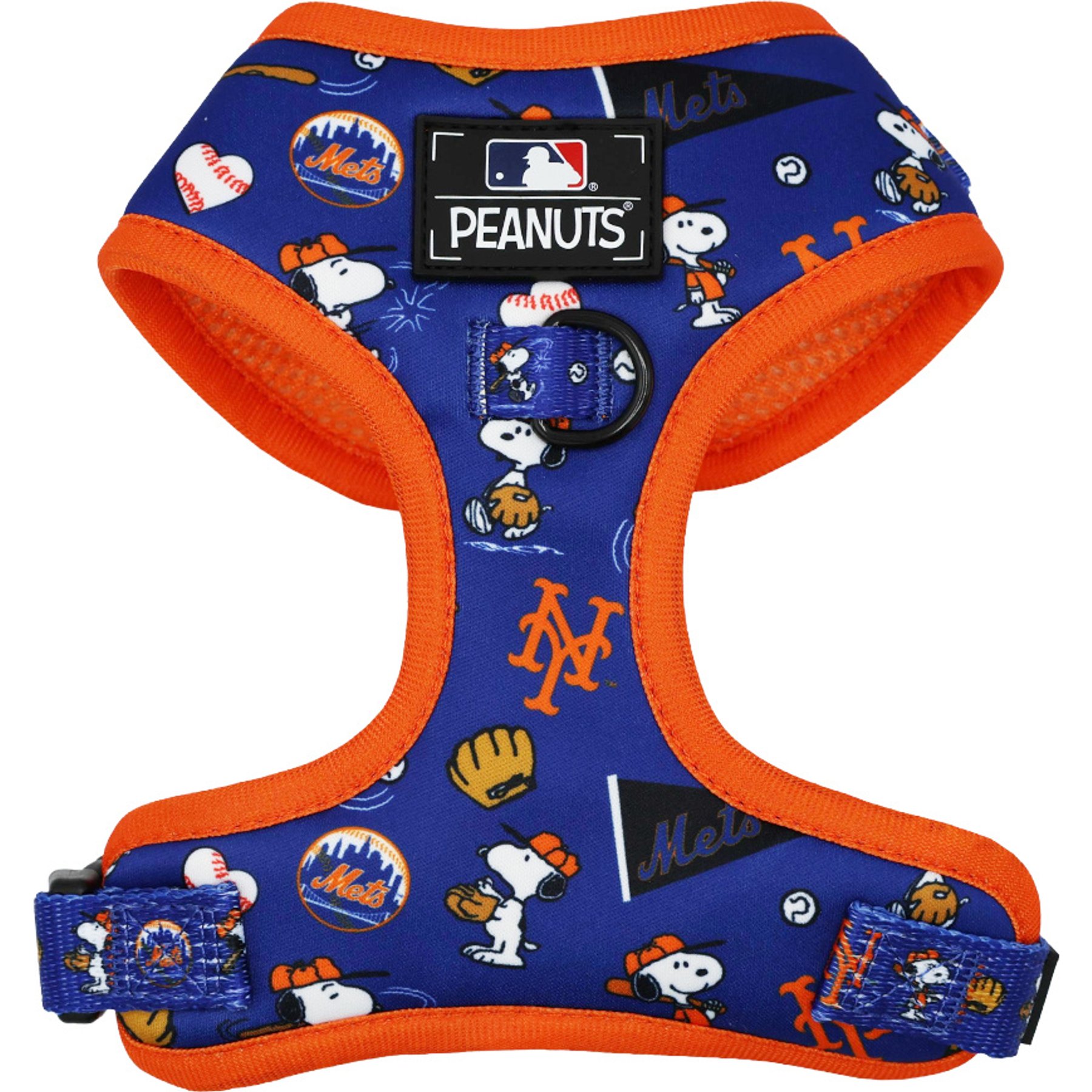 Sassy Woof MLB x Peanuts New York Mets Basic Adjustable Dog Harness, Small: 14 to 19-in