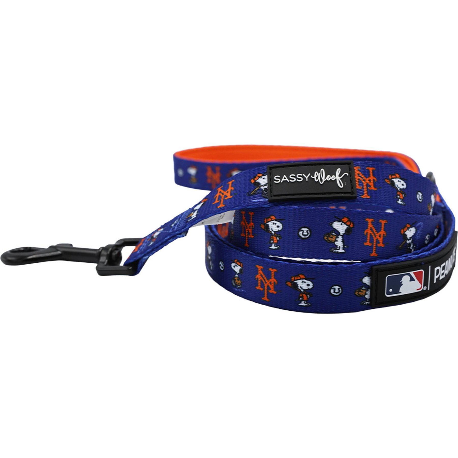 Sassy Woof MLB x Peanuts New York Mets Padded Standard Dog Leash, One Size: 5-ft long, 4/5-in wide