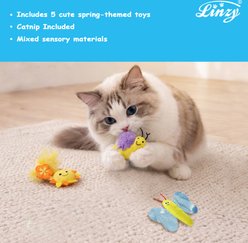 Linzy Toys Spring Pals Cat Toys with Catnip, Blue/Yellow, 5 count slide 2 of 4