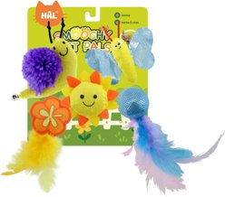 Linzy Toys Spring Pals Cat Toys with Catnip, Blue/Yellow, 5 count