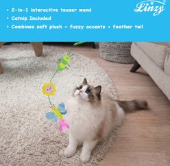 Linzy Toys Spring Pals Cat Teaser Toy with Catnip, Pink/Green slide 2 of 4