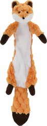 Linzy Toys Flat Crinklez Jumbo Fox Stuffing-Free Squeaky Plush Dog Toy, Orange, 27-in