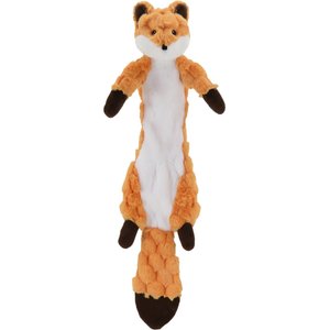 Linzy Toys Flat Crinklez Jumbo Fox Stuffing-Free Squeaky Plush Dog Toy, Orange, 27-in