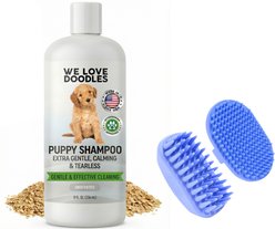 We Love Doodles Puppy Grooming Bundle: Unscented, 8-fl oz bottle + 2 Grooming Brushes