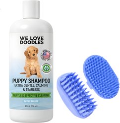 We Love Doodles Puppy Grooming Bundle: Ocean Breeze Scent, 8-fl oz bottle + 2 Grooming Brushes