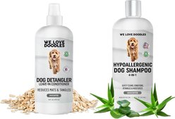 We Love Doodles Hypoallergenic Dog Grooming Bundle: Shampoo,16-oz bottle + Detangler Spray, 16-fl oz bottle