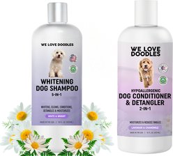 We Love Doodles Dog Grooming Bundle: Whitening Shampoo, 16-fl oz bottle + 4-in-1 Conditioner & Detangler, 16-fl oz bottle