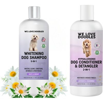 We Love Doodles We Love Doodles Dog Grooming Bundle: Whitening Shampoo, 16-fl oz bottle + 4-in-1 Conditioner & Detangler, 16-fl oz bottle