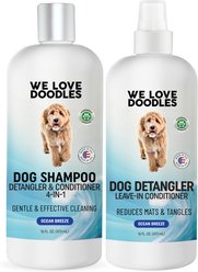 We Love Doodles Ocean Breeze Dog Grooming Bundle: 4-in-1 Shampoo, 16-fl oz bottle + Detangler Spray, 16-fl oz bottle