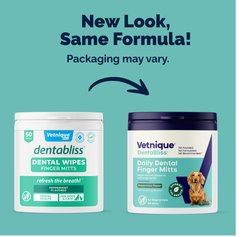 Vetnique Labs DentaBliss Finger Mitt Peppermint Flavor for Plaque, Tartar Prevention & Fresh Breath Dog Dental Wipes, 50 count slide 2 of 9