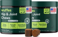 Wuffes Advanced Hip & Joint Soft Chews with Glucosamine, Chondroitin, Omega-3 & MSM for Small & Medium Dogs, 60 count & Large Breed Dogs, 30 count