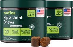 Wuffes Advanced Hip & Joint Chews with Glucosamine & Chondroitin Pork Liver Flavored Soft Chews for Large Dogs, 30 count, case of 2