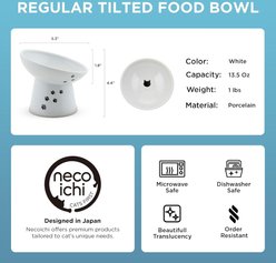 Necoichi Tilted Stress Free Raised Cat Food Bowl, White slide 2 of 9