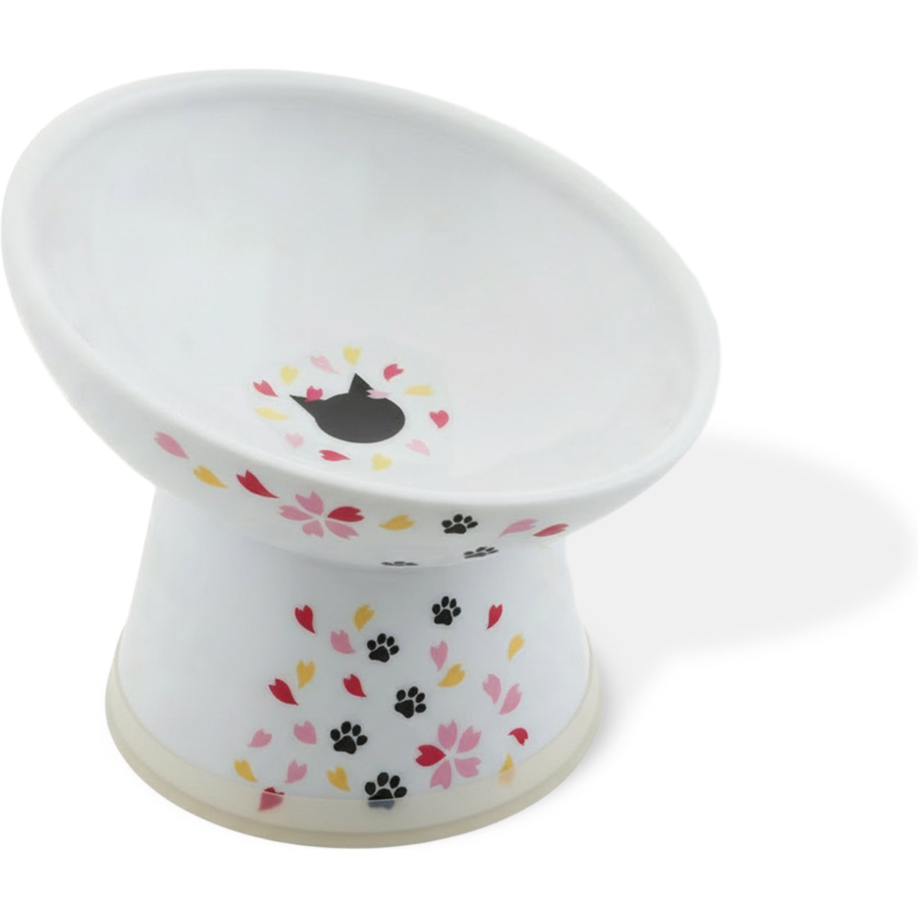 Necoichi Raised Ceramic Tilted Cat Food Bowl, Sakura, 1-cup