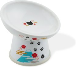 Necoichi Raised Ceramic Tilted Cat Food Bowl, Fuji, 1-cup