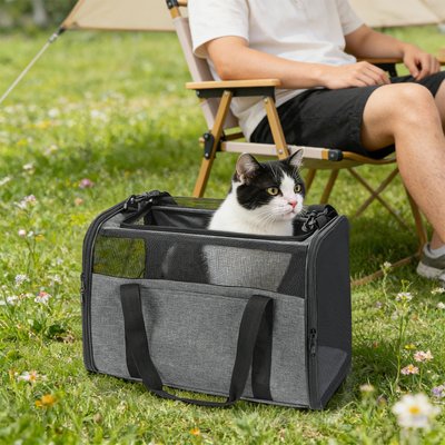 Invenho Invenho Soft-Sided Bag Dog & Cat Travel Carrier, Grey, Large