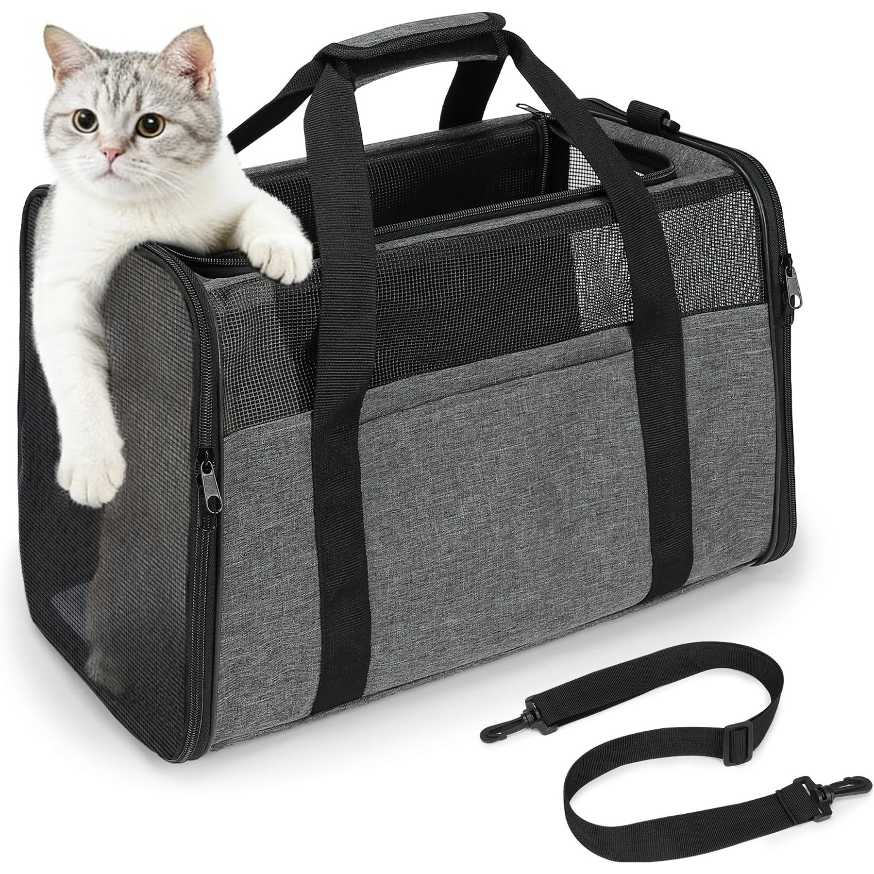 Invenho Invenho Soft-Sided Bag Dog & Cat Travel Carrier, Grey, Medium