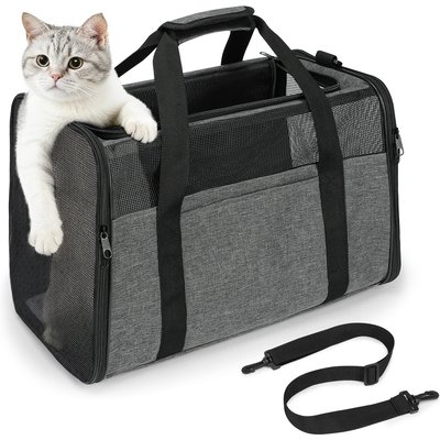Invenho Invenho Soft-Sided Bag Dog & Cat Travel Carrier, Grey, Medium