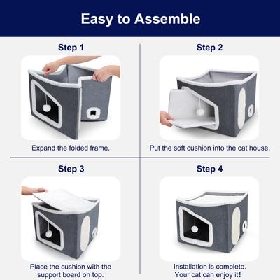 Show full view: Invenho Foldable Indoor Cat House & Bed, 16 x 16 x 13-in slide 6 of 6