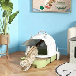 HOMLUX Covered Cat Litter Box with Lid, Drawer Tray, Scoop & Deodorizing Bags, Green slide 2 of 9