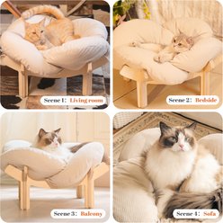 CheerPals Elevated Wooden Sofa Dog & Cat Bed with Removable Washable Cover, White slide 2 of 6