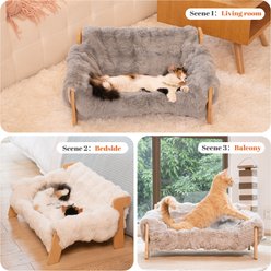 CheerPals Elevated Wooden Couch Dog & Cat Bed, Off-White slide 2 of 6