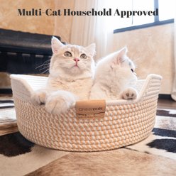 CheerPals Basket with Cushion Dog & Cat Bed, White slide 2 of 9
