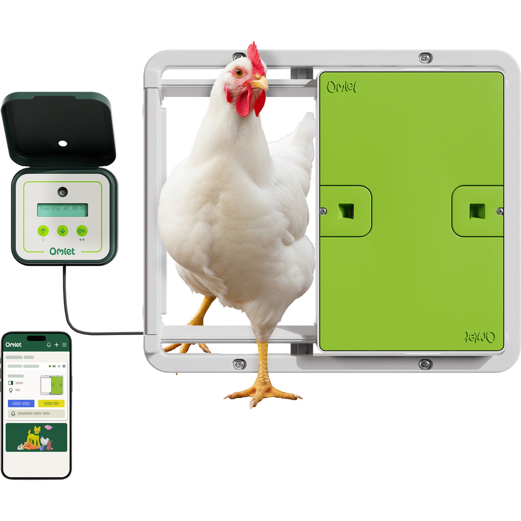 Omlet Smart Automatic Door Opener Chicken Coop Accessory, Green