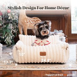 CheerPals Fluffy Sofa Recliner Dog & Cat Bed with Removable Washable Cover, White slide 2 of 6