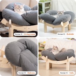 CheerPals Elevated Wooden Sofa Dog & Cat Bed with Removable Washable Cover, Dark Grey slide 2 of 9