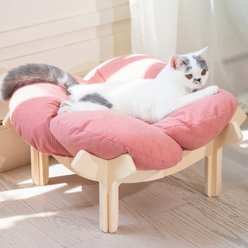 CheerPals Elevated Wooden Sofa Dog & Cat Bed with Removable Washable Cover, Pink