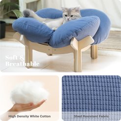 CheerPals Elevated Wooden Sofa Dog & Cat Bed with Removable Washable Cover, Dark Blue slide 2 of 9