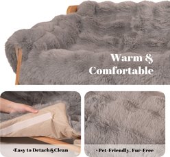 CheerPals Elevated Wooden Couch Dog & Cat Bed, Grey slide 2 of 6
