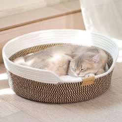CheerPals Basket with Cushion Dog & Cat Bed, Brown slide 1 of 8