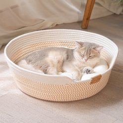 CheerPals Basket with Cushion Dog & Cat Bed, White