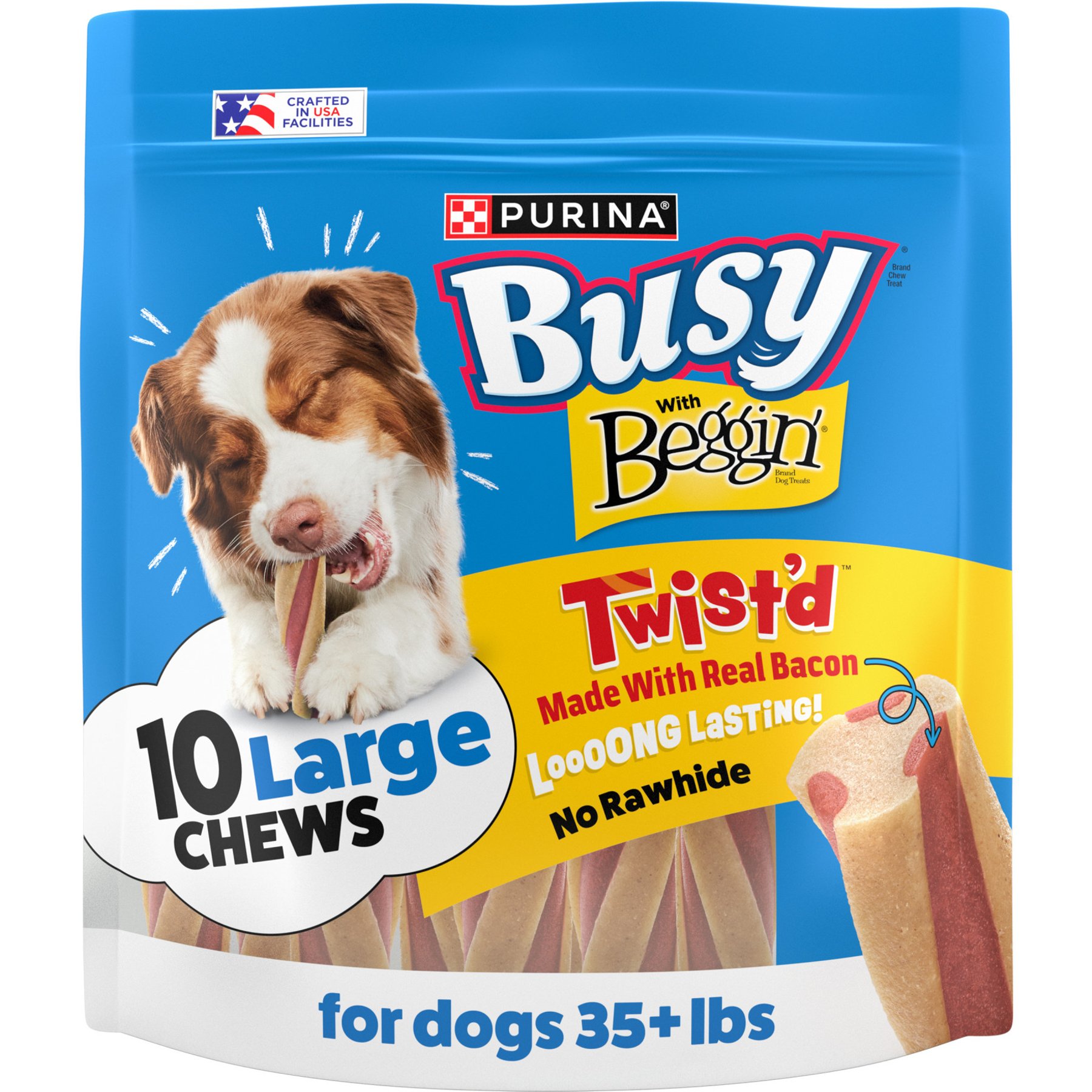 Busy Bone with Beggin' Twist'd! Long-Lasting Large Dog Treats, 10 count