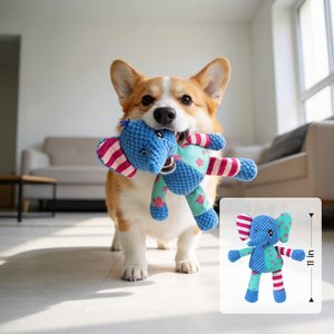 Potaroma Calming Dog&Elephant Tough Squeaky Dog Chew Toy, Multicolor, 2 count