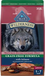 Blue Buffalo Wilderness Salmon Recipe Adult High-Protein Grain-Free Dry Dog Food, 34-lb bag