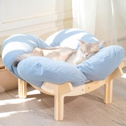 CheerPals Elevated Wooden Sofa Dog & Cat Bed with Removable Washable Cover, Light Blue