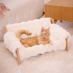 CheerPals Elevated Wooden Couch Dog & Cat Bed, Off-White