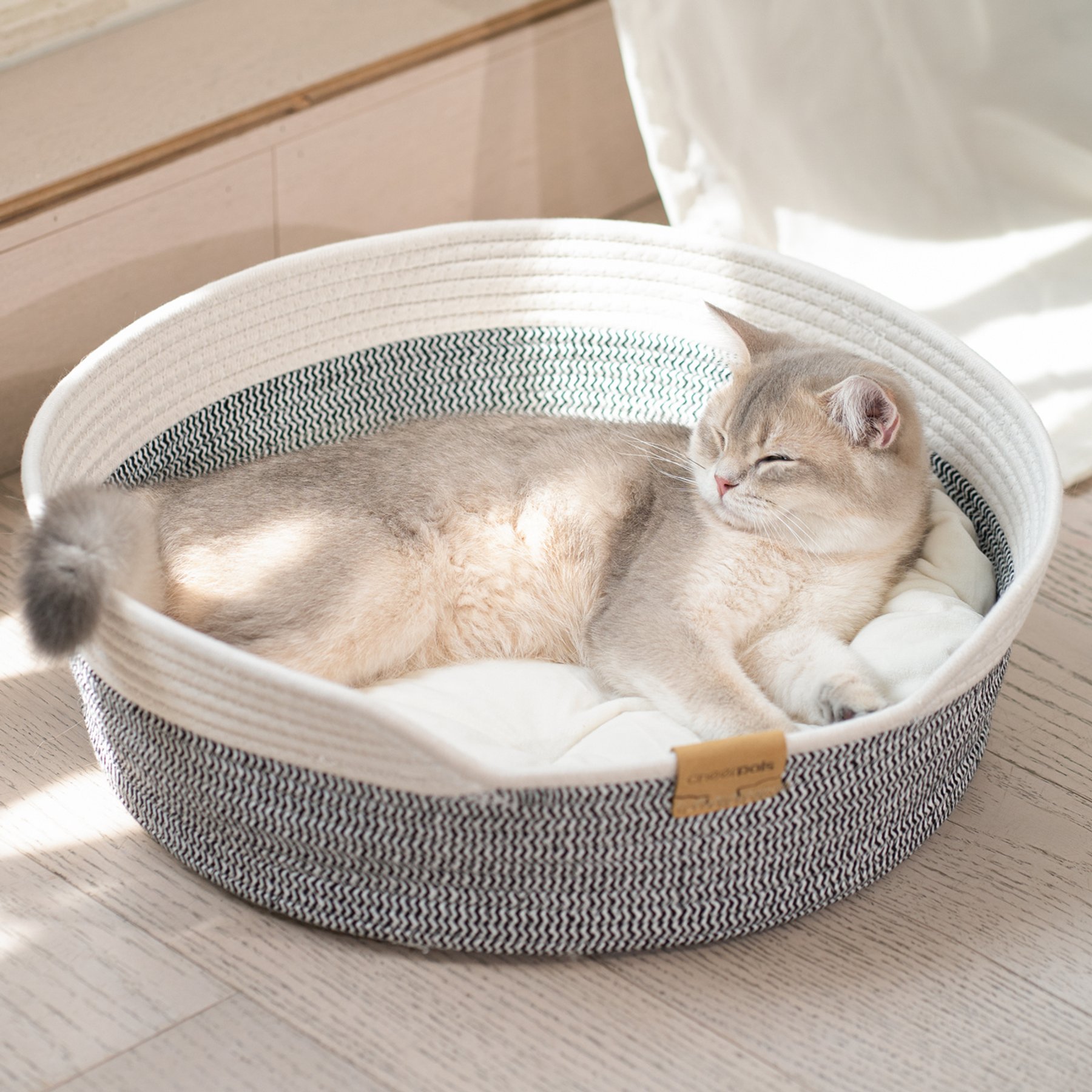 CheerPals Basket with Cushion Dog & Cat Bed, Grey