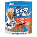 Busy Bone Peanut Butter Flavor Long-Lasting Chew Dog Treats, 6 count pouch