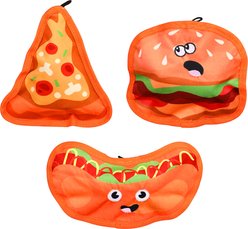 Potaroma Food-Themed Plush Squeaky Stuffing-Free Dog Chew Toy Set, Multicolor, 3 count