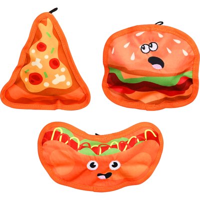 Potaroma Potaroma Food-Themed Plush Squeaky Stuffing-Free Dog Chew Toy Set, Multicolor, 3 count