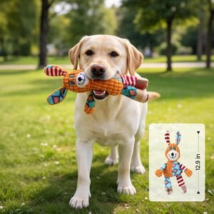 Potaroma Calming Dog&Elephant Tough Squeaky Dog Chew Toy, Multicolor, 2 count